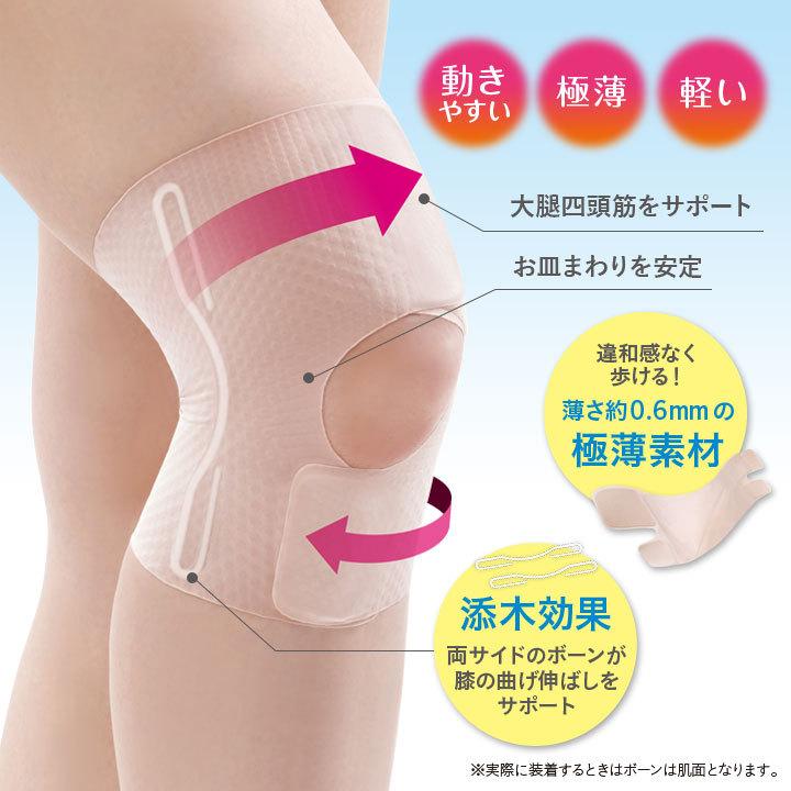 健康 ひざサポーター フィット サポート 極薄 縫い目ゼロ 添え木効果