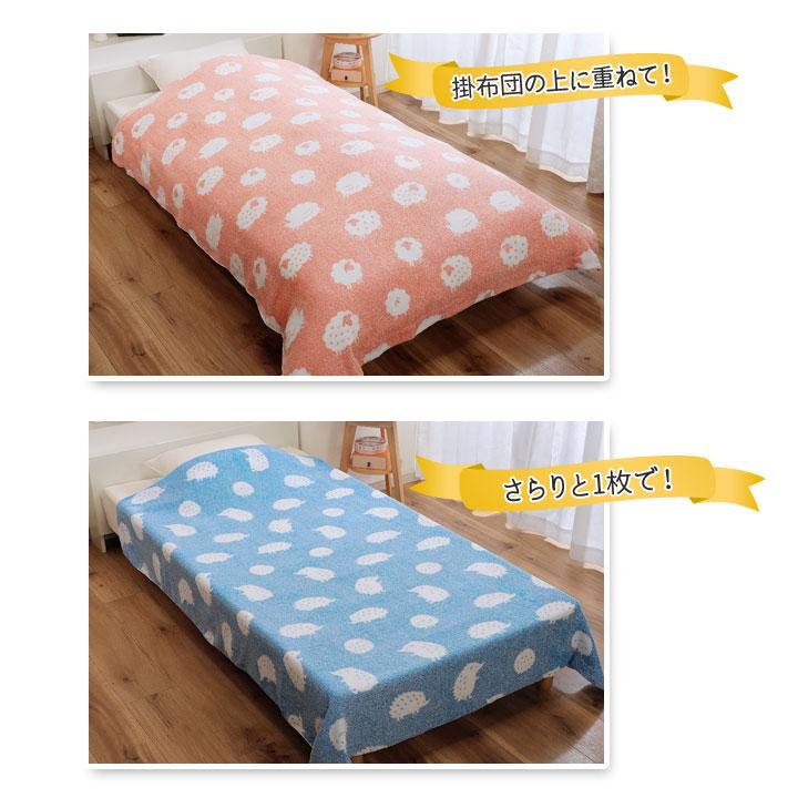 寝具 綿混 シングル ハリネズミ ひつじ 肌掛け ケット 肌布団 動物柄