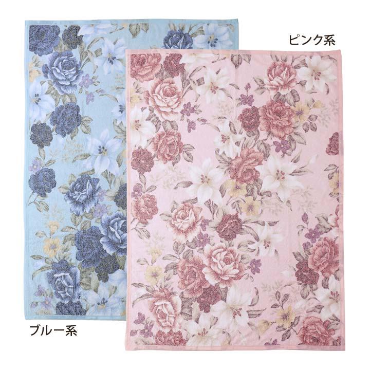 高品質 寝具 シングル タオルケット 肌掛け ケット ローズ 薔薇柄