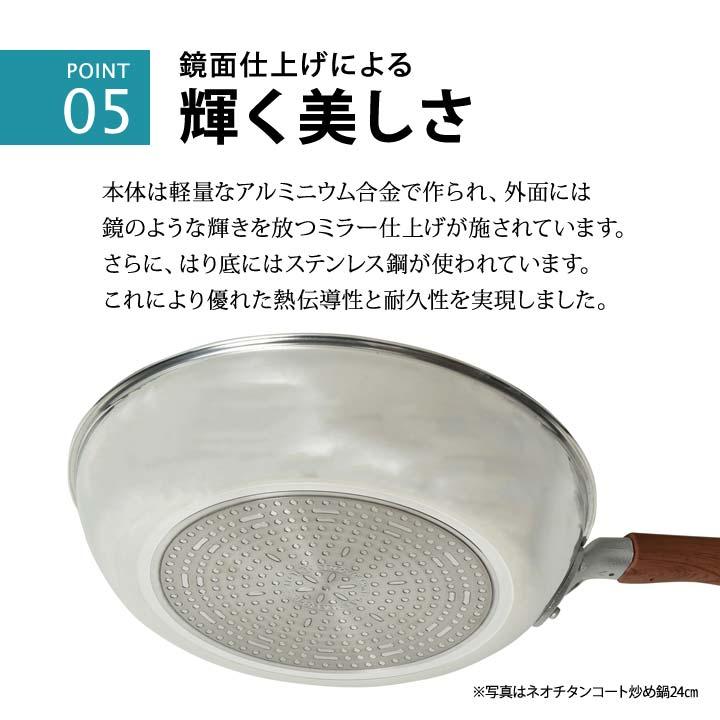 フライパン 深型 チタンコーティング フッ素樹脂塗膜 ミラー仕上げ