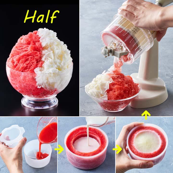 K-HIS1 カキ氷器 氷かき器 かき氷機 手動 製氷カップ付き コンパクト