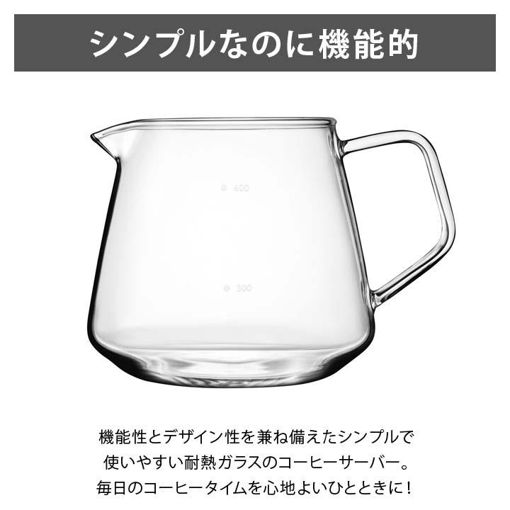 コーヒーサーバー 珈琲 ジャグ ピッチャー ポット ガラス製 透明 広口