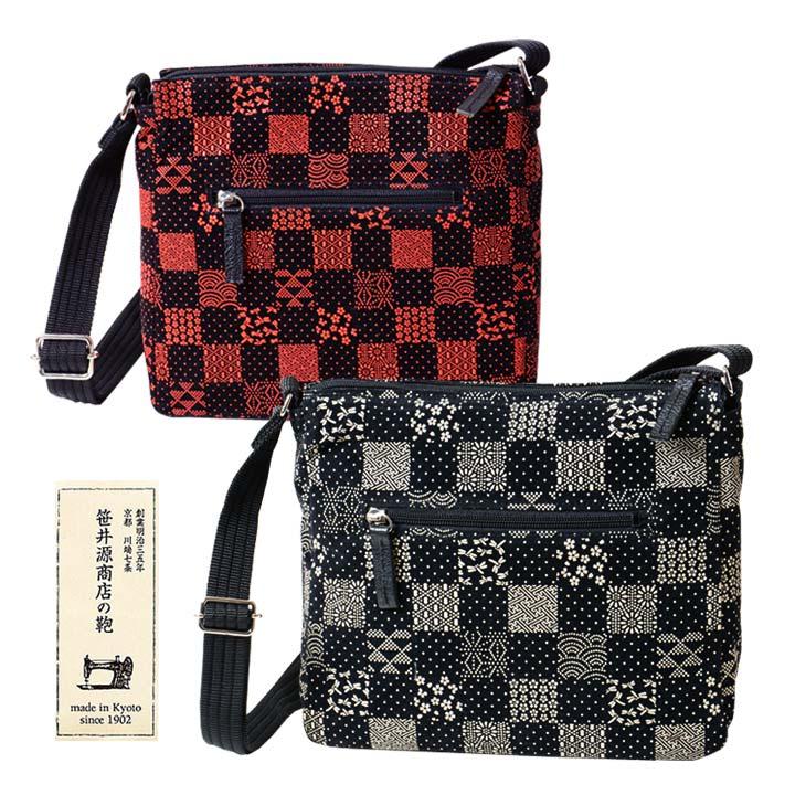 縁起物柄のショルダーバッグハンドメイド 2点 日本製 鞄 印伝調 バッグ 肩掛け ショルダーバッグ 市松模様 縁起柄