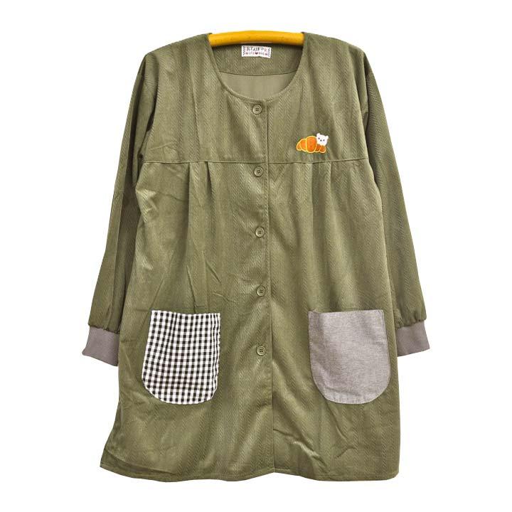 エプロン スモック 秋 冬 あったか 割烹着 保育士 看護士 介護士