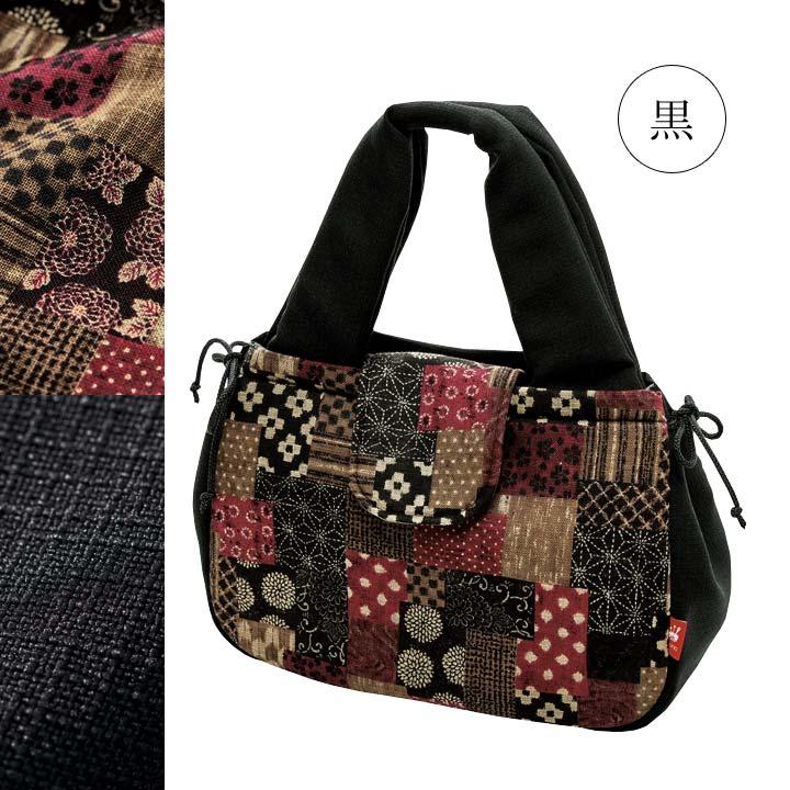 日本製 バッグ ハンドバッグ トートバッグ つむぎ 和柄 パッチワーク柄