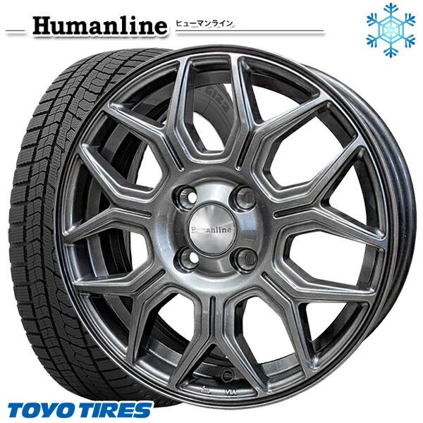 165/55R14インチ TOYO OBSERVE GIZ2 トーヨー オブザーブ ギズ2 4.5J 4H100 スタッドレスタイヤホイール4本セット ヒューマンライン HS10M DG