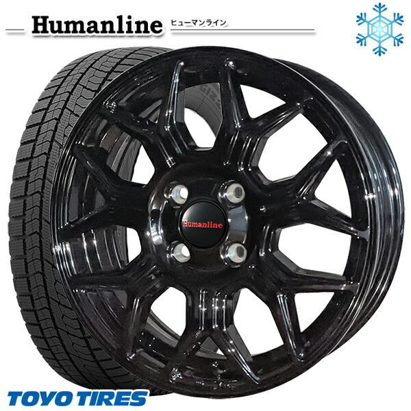 185/70R14インチ TOYO OBSERVE GIZ2 トーヨー オブザーブ ギズ2 5.5J 4H100 スタッドレスタイヤホイール4本セット ヒューマンライン HS10M BK