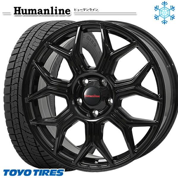 205/55R16インチ TOYO OBSERVE GIZ2 トーヨー オブザーブ ギズ2 5H100 スタッドレスタイヤホイール4本セット ヒューマンライン HS10M BK