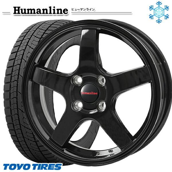 185/70R14インチ TOYO OBSERVE GIZ2 トーヨー オブザーブ ギズ2 5.5J 4H100 スタッドレスタイヤホイール4本セット ヒューマンライン HS09 BK