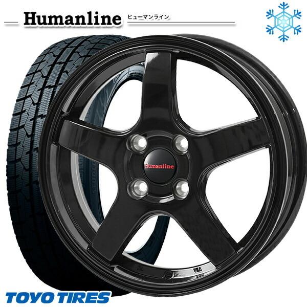 185/70R14インチ TOYO GARIT GIZ トーヨー ガリット ギズ 5.5J 4H100 スタッドレスタイヤホイール4本セット ヒューマンライン HS09 BK