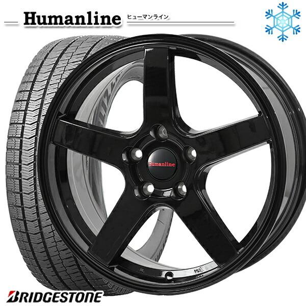 ブリザック - 195/60R16in ブリヂストン VRX2 5H114.3 スタッドレスタイヤホイール4本仕かける ヒューマン生産ライン HS09 BK