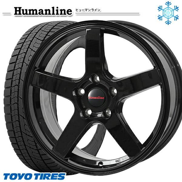 215/55R17インチ TOYO OBSERVE GIZ2 トーヨー オブザーブ ギズ2 5H100 スタッドレスタイヤホイール4本セット ヒューマンライン HS09 BK