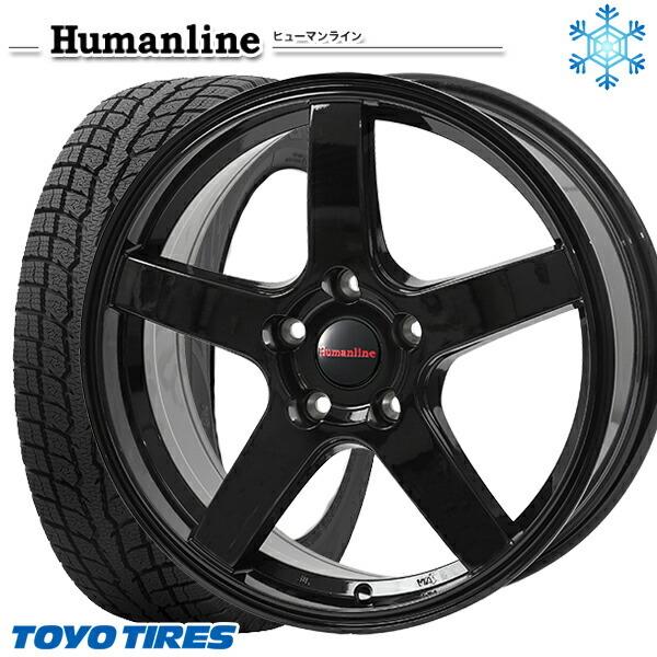 225/55R18インチ TOYO OBSERVE GSI-6 トーヨー オブザーブ GSI6 5H114.3 スタッドレスタイヤホイール4本セット ヒューマンライン HS09 BK