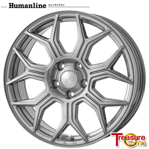 15インチ 6.0J 5H114.3 +53 アルミホイール単品 4本セット 1台分 トレジャーワン ヒューマンライン HS10M ダークグレー
