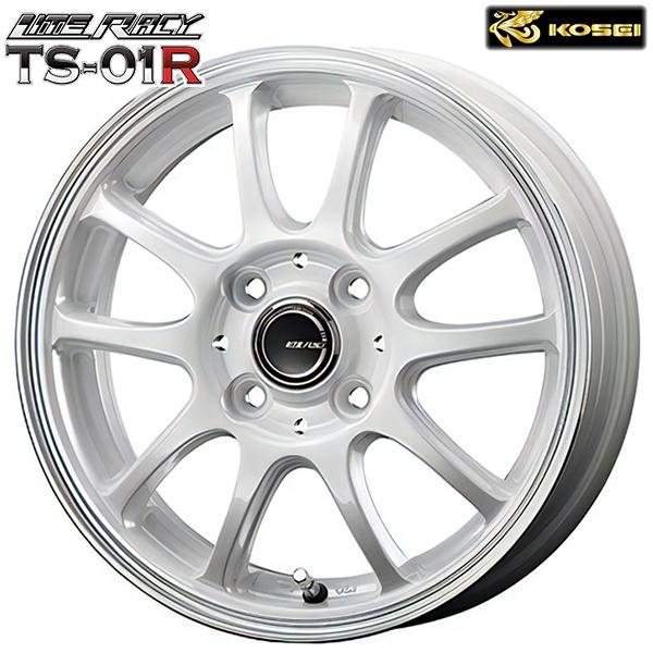 N-BOX等 KOSEI リテラシー TS-01R 14インチ 4.5J 4H100 +43 ホワイト/リムポリッシュ アルミホイール単品 1本 4本以上送料無料