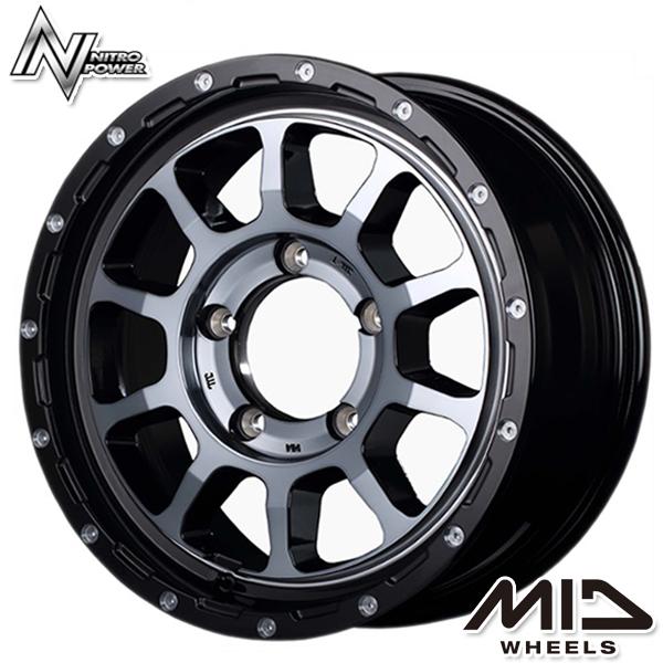 ジムニー MID ナイトロパワー M10 パーシング 16インチ 5.5J 5H139.7 +20 ブラック/DCマシニング/ブラッククリア アルミホイール単品 1本 4本以上送料無料