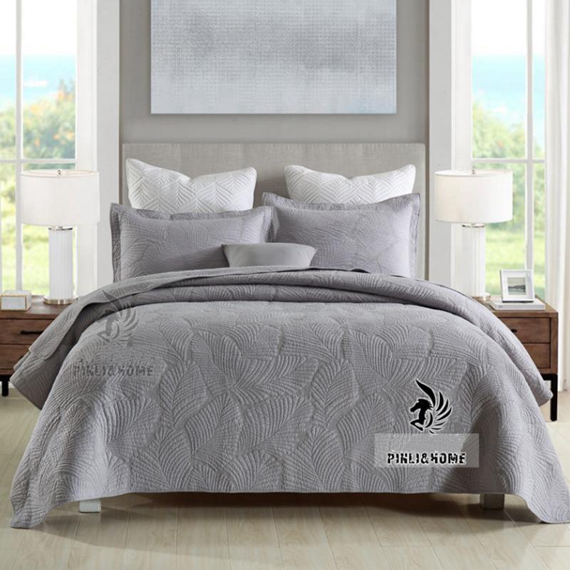 ベッドカバー キルト3点セット エレガント柄 フルサイズ Grey ベッドカバー キルト3点セット エレガント柄 フルサイズ Grey ベッド