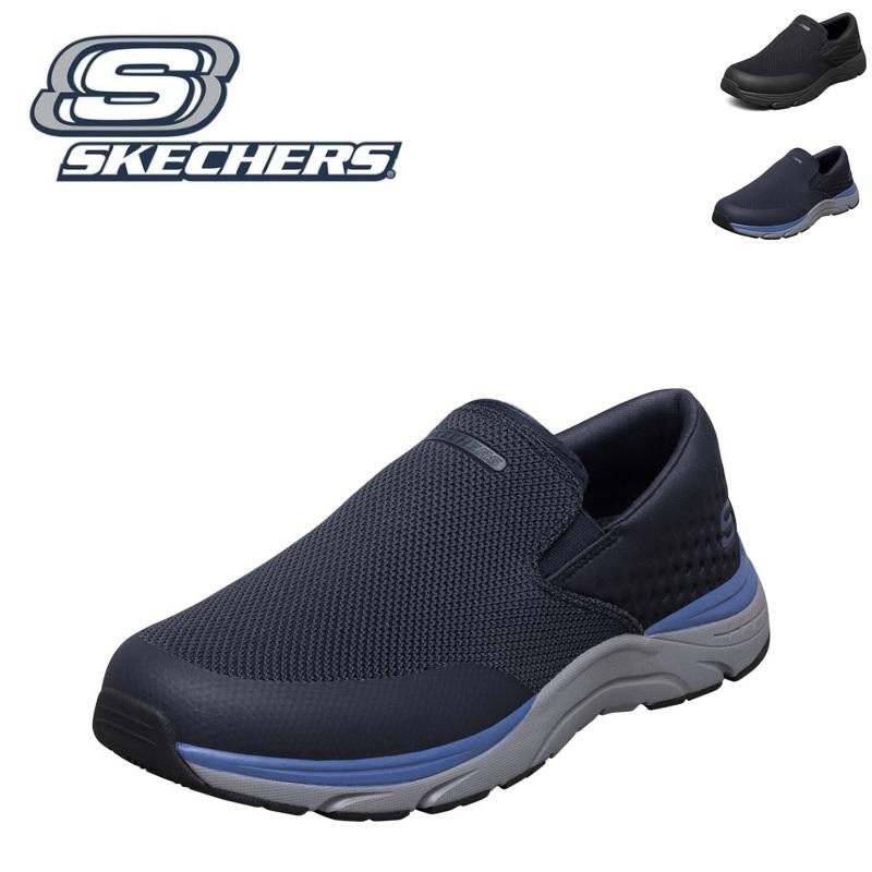 SKECHERS スケッチャーズ メンズ モダン スニーカー カジュアル シューズ スリッポン 靴 ひもなし 新作 オフィシャル オールブラック 通気性 ビジネス  210029｜justproduct