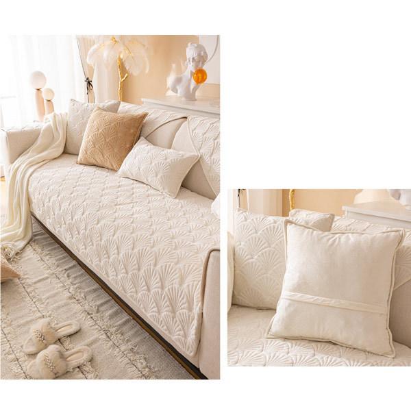 ソファーカバー 扇子模様 フランネル フワフワ あったか 北欧