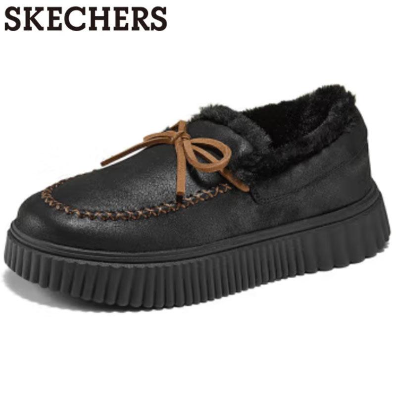 SKECHERS（スケッチャーズ） ローファー レディース 厚底スリッポン 黒 