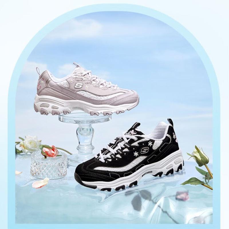 SKECHERS スケッチャーズ スニーカー レディース 黒 白 厚底 SKECHERS スケッチャーズ スニーカー レディース 黒 白 厚底