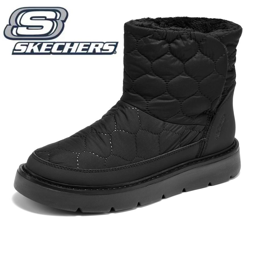 ひろりん SKECHERS ブラックブーツ 厚底ジッパー付き SKECHERS（スケッチャーズ） ブーツ レディース Slip-ins 防寒 新作