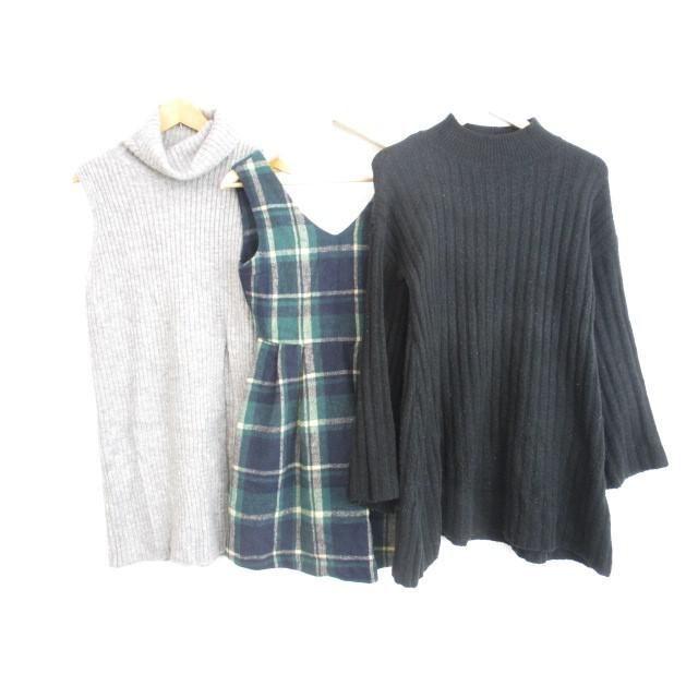 中古 フリージア スライ フォーエバー21 ノースリーブニットワンピース タートルネックニット ノースリーブワンピース 冬物 等 ３点セット 1 S グレー グリー 0004ha Coco R Brand 通販 Yahoo ショッピング