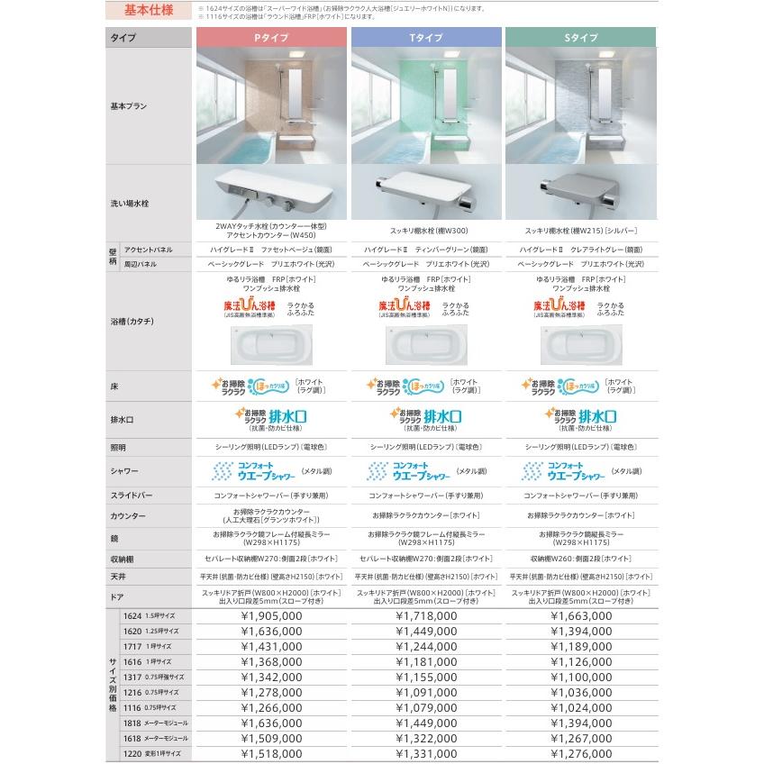 TOTOシステムバスサザナFタイプ1616サイズ　HTV1616UFX6　基本セット価格￥1,720,400-　＊当ページの窓は、金額に含まれていません。_5