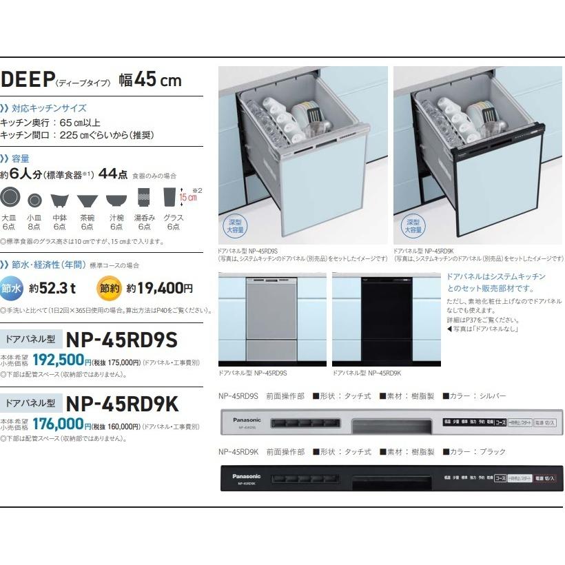【新発売】PANASONICビルトイン食洗機R9シリーズNP-45RD9K　「ドアパネルタイプ」　会社、個人事業主、店舗様限定。