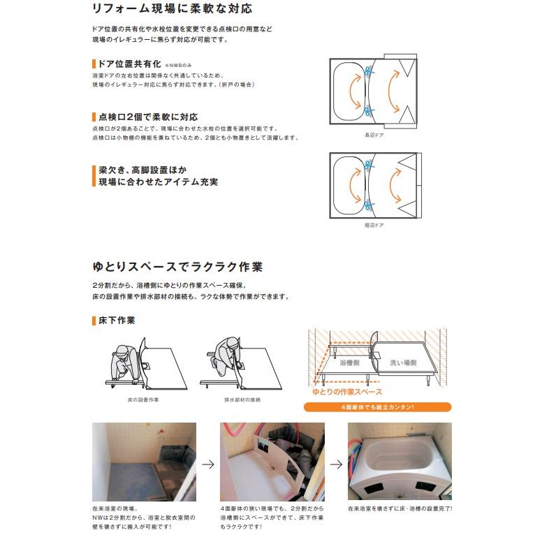 【NWB1216】ハウステックリフォームタイプ集合用ユニットバスルーム基本仕様　会社、個人事業主様限定。メーカー直送にてお届けします。_6