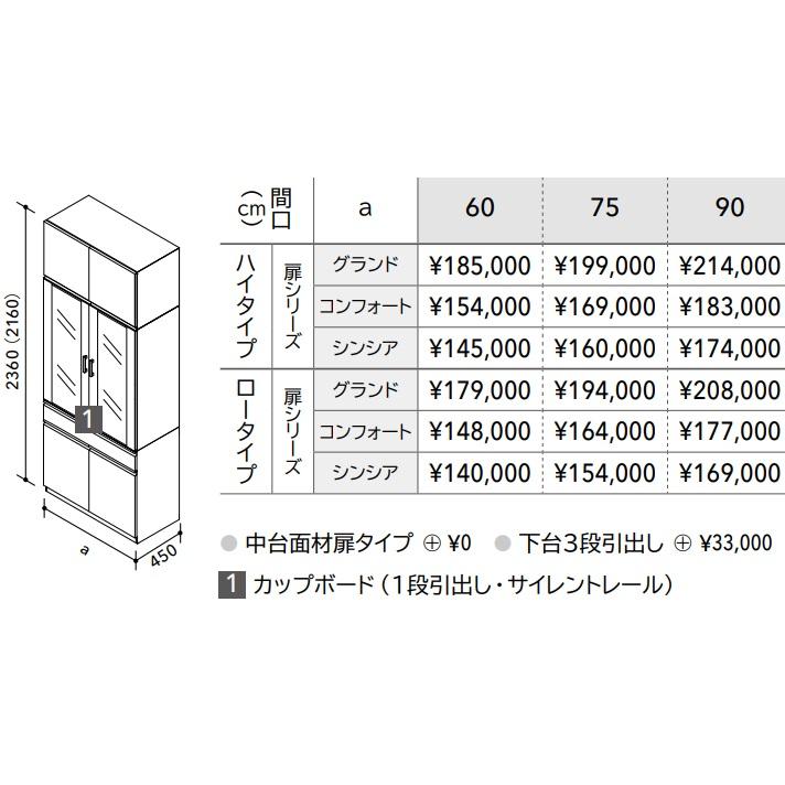 ラクエラ クリナップラクエラ食器棚 カップボードプラン 間口60