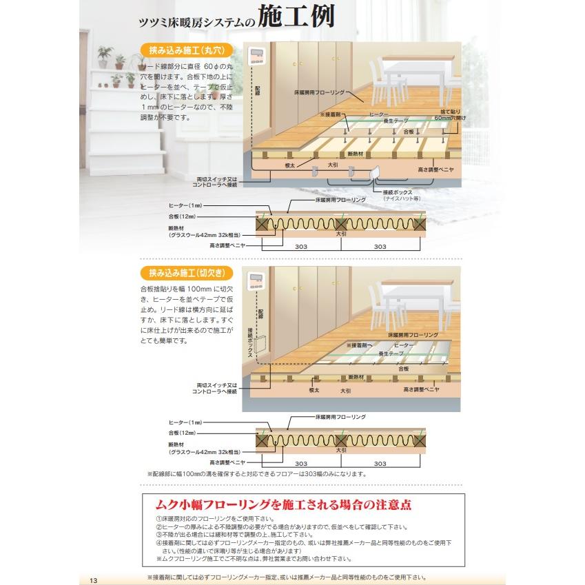 ツツミダンディー PTC電気式床暖房システム8畳セット(単相3線式200V
