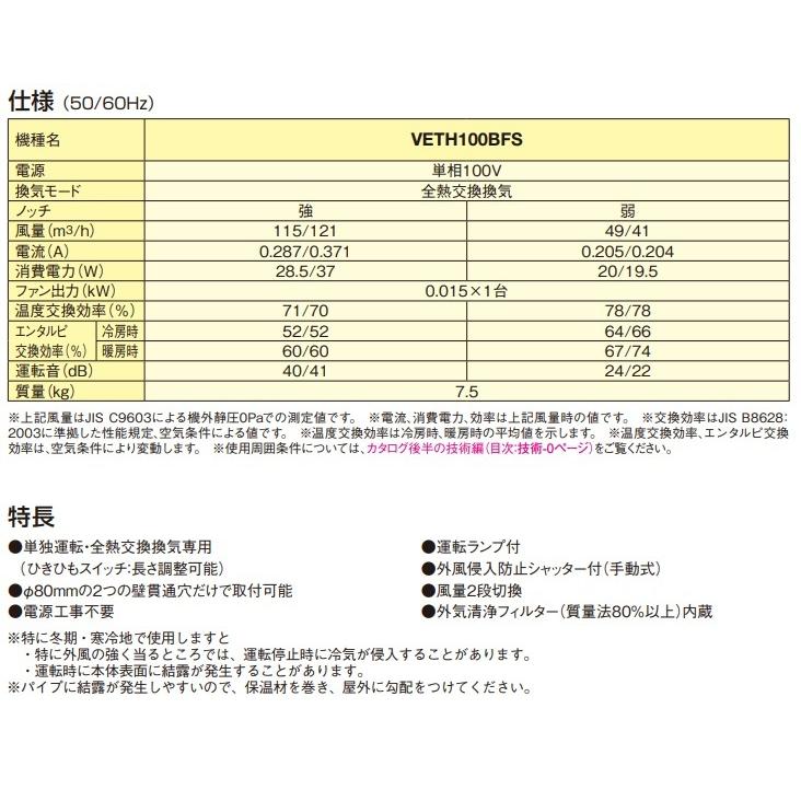 ダイキン（DAIKIN） 【VETH100BFS】ダイキン小型全熱交換器ユニット