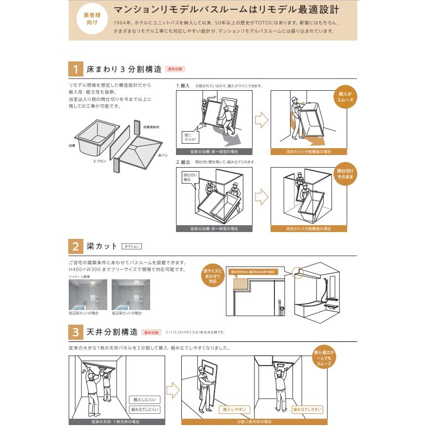 TOTOマンションリモデルバスルームWHシリーズ　WHV1216UTX2*K税込定価￥767,800-　当ページ商品オプション等は、個別に対応いたしますので備考等明記願います。｜juuon｜04