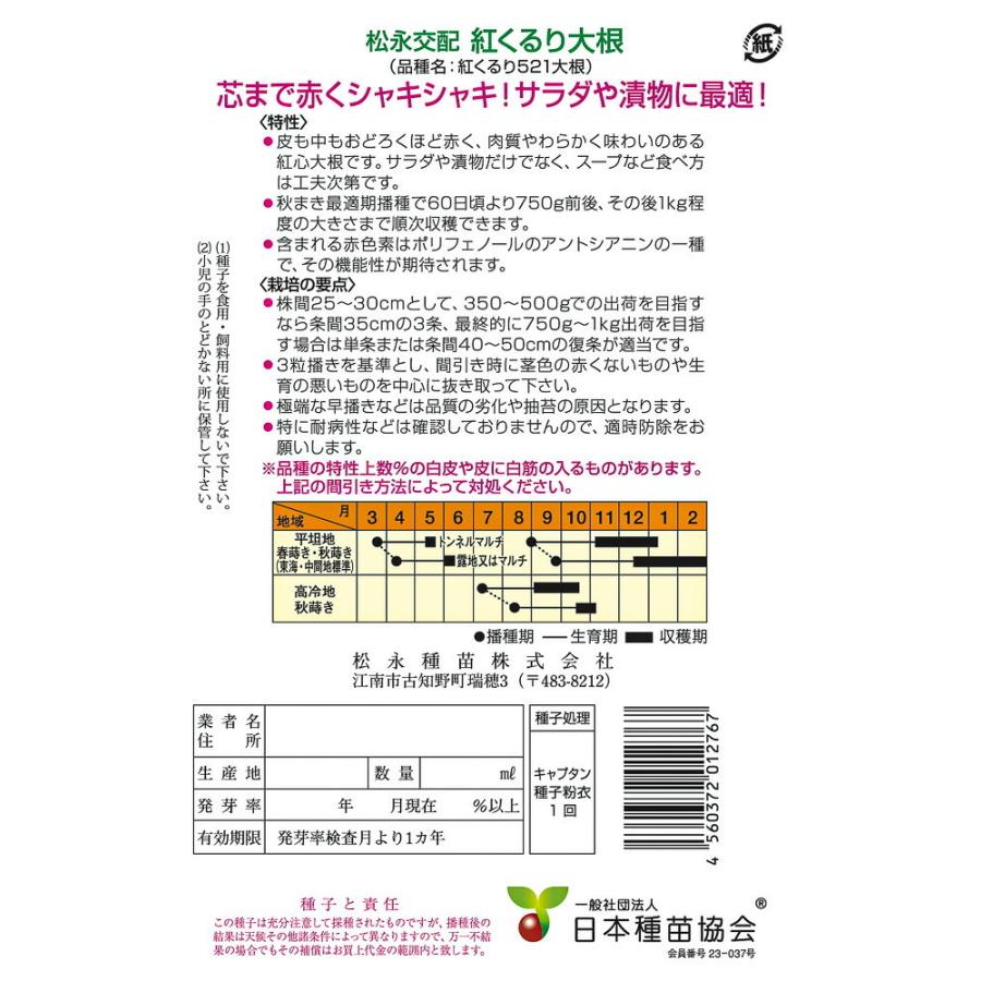紅くるり大根 2dl詰 大根 ダイコン だいこん 松永交配 【松永種苗 種 たね タネ】【通常5倍 5のつく日はポイント10倍】 |  | 02
