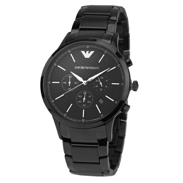 EMPORIO ARMANI エンポリオアルマーニ レナート 腕時計 RENATO AR2485 ブラック 新品電池で安心出荷 : ハタ貴金属 ...