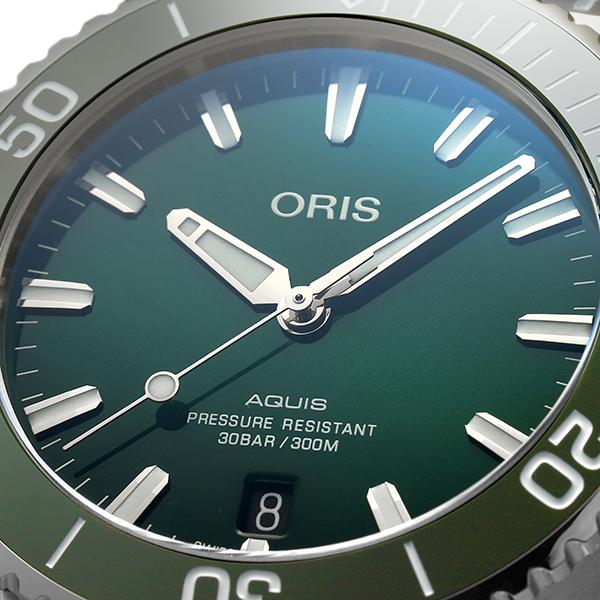 【メール便】 オリス アクイス デイト 腕時計 ORIS 01 733 7732 4157-07 4 21 64FC グリーン 緑 【RIZ3957461646】(140400円)