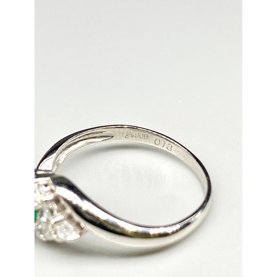 エメラルド 0.13ct / ダイヤモンド 計0.30ct Pt900 リング 11.5号 