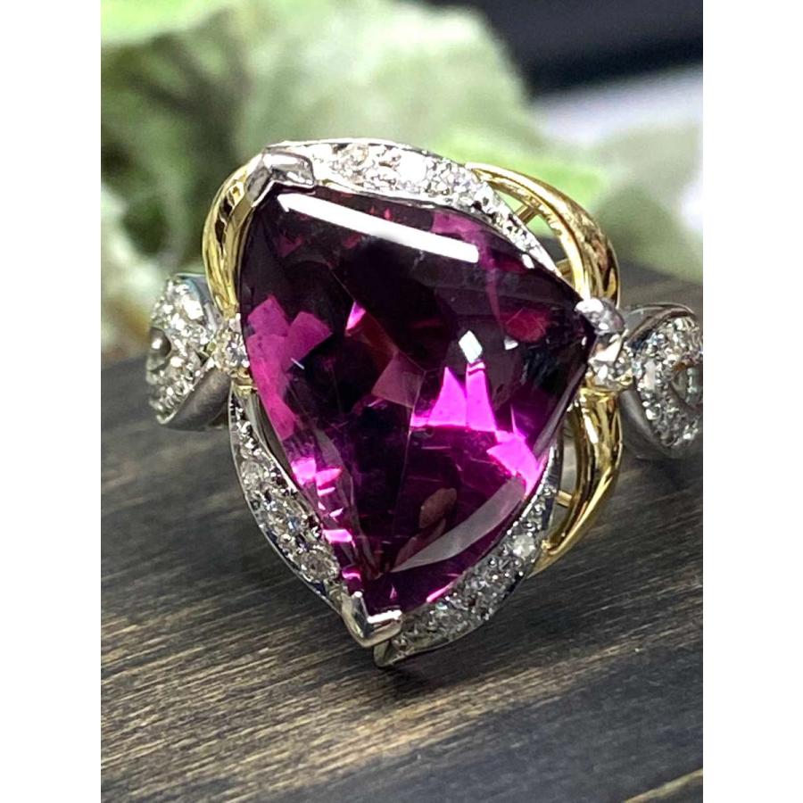 変形バフトップ☆ロードライトガーネット 7.67ct / ダイヤモンド 計  