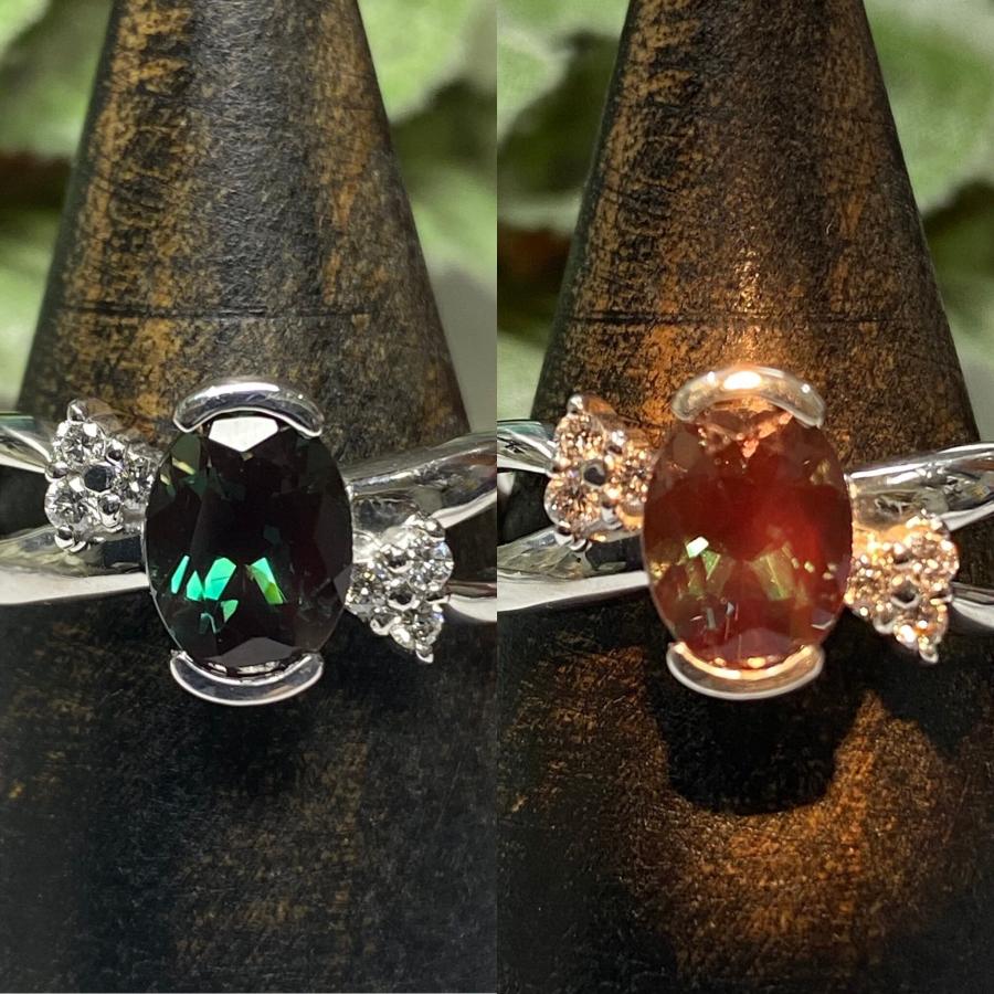 カラーチェンジアンデシン 1.11ct / ダイヤモンド 計0.12ct K18WG  