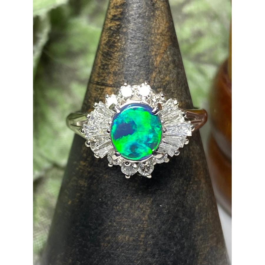 ブラックオパール 0.55ct / ダイヤモンド 計0.51ct Pt900 リング 