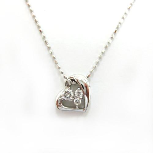 4℃ K18WG ダイヤ3P ハート ネックレス : chp00284 : SecretBase河原  