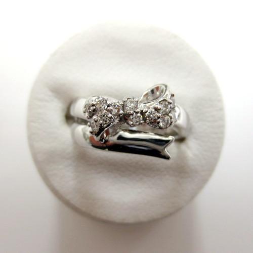 Ponte Vecchio ポンテヴェキオ K18WG ダイヤ0.20ct リボンリング  