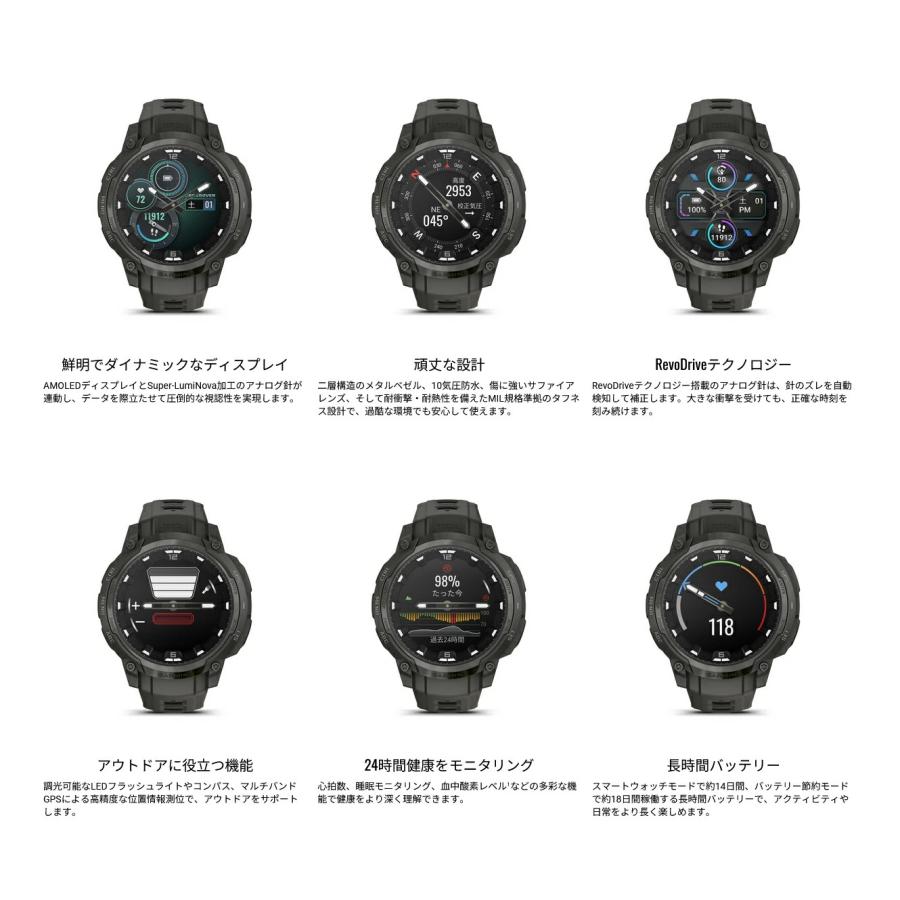 ガーミン GARMIN インスティンクト クロスオーバー Instinct Crossover AMOLED Charcoal Grey 010-03398-30の画像