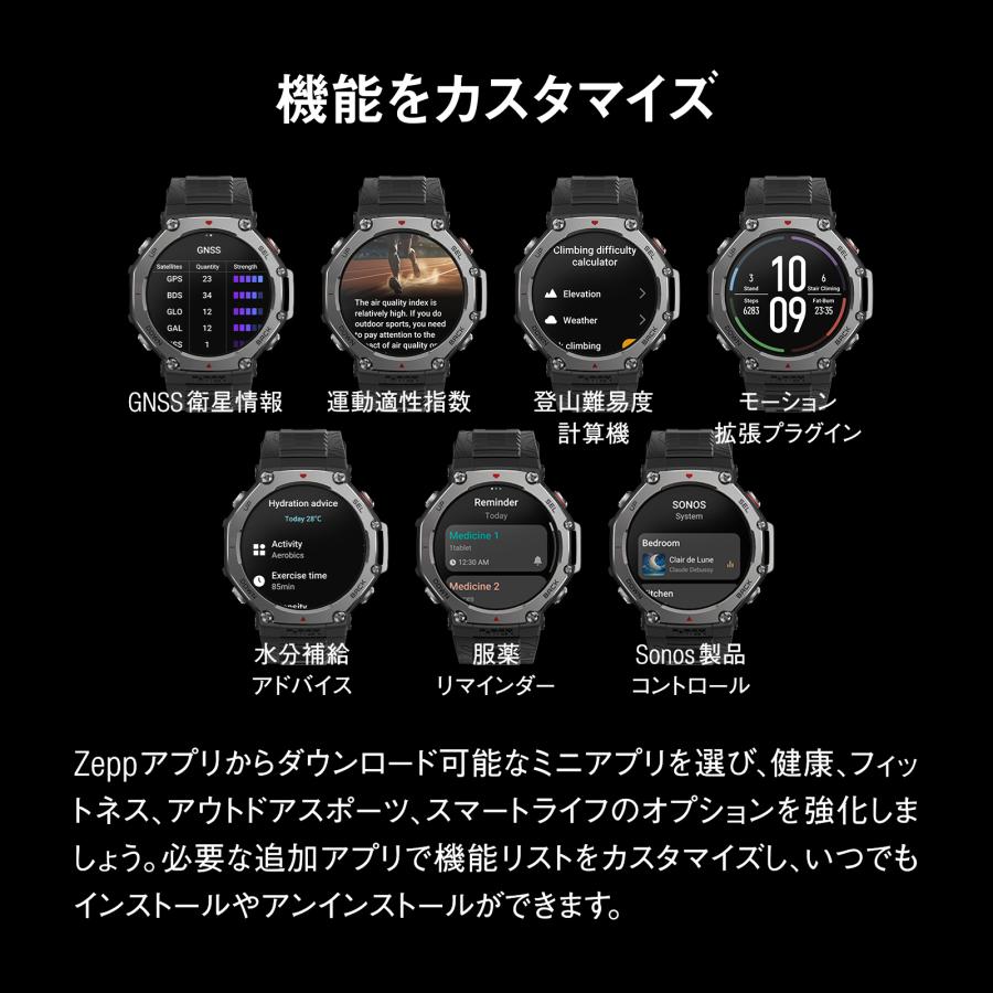 アマズフィット Amazfit T-Rex 3 スマートウォッチ アマズフィット 日本正規品 登山 アウトドア ヤマレコ ヤマップ 防水 アウトドア 水泳 登山 GPSの画像
