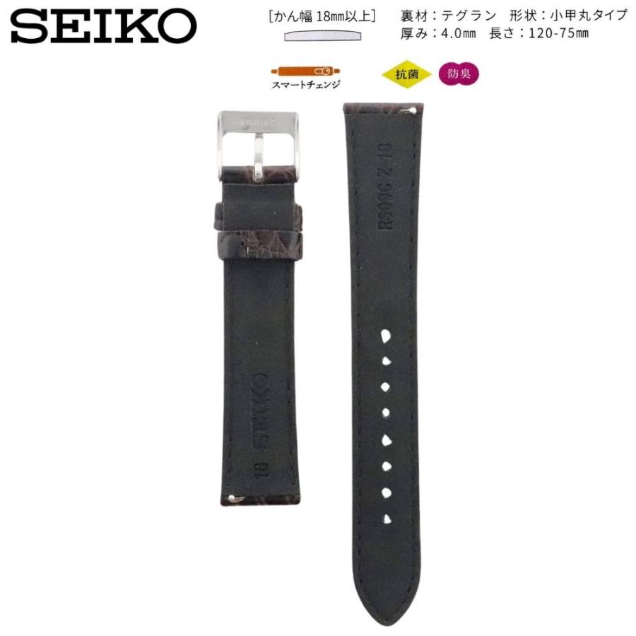 SEIKO（セイコー） 時計ベルト 20mm メンズ 純正 レザー 牛革 ワニ型押