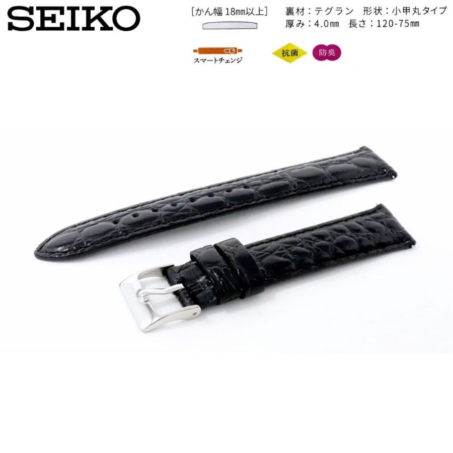 SEIKO（セイコー） 時計ベルト 22mm メンズ 純正 レザー 牛革 ワニ型押