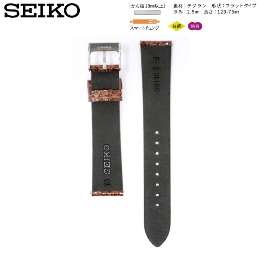 SEIKO（セイコー） 時計ベルト 18mm メンズ 純正 レザー 牛革 ワニ型押