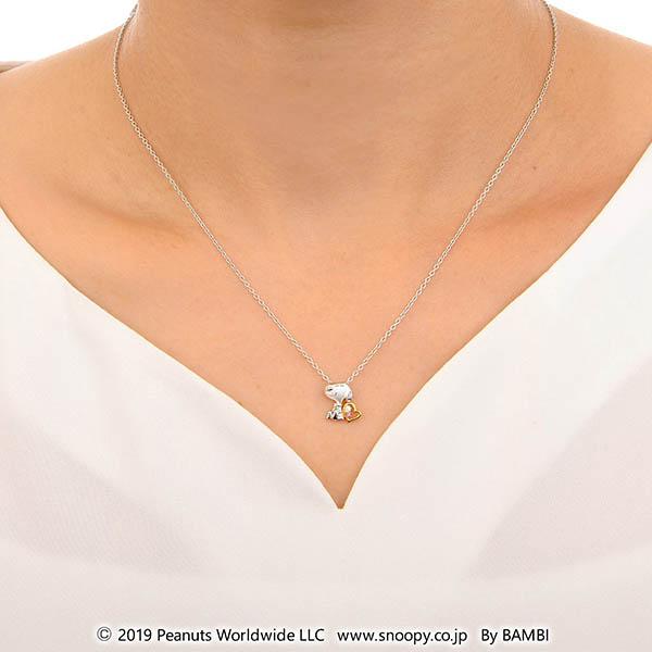 スヌーピー本物のダイヤシルバーハートネックレス 70周年記念 スヌーピー シルバー＆ダイヤモンドネックレス 2000
