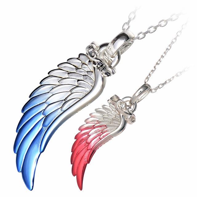 AQUA SILVER シルバー ネックレス ダイヤモンド ペア 羽根